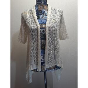 Decree Women's Cream Knit Open Cardigan Sweater l Size: M